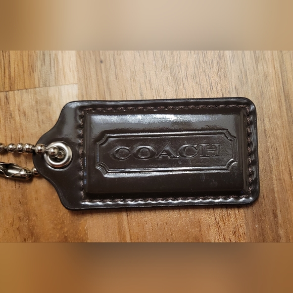 Coach Purse Signature Stripe Brown / Khaki Tote / Shoulder Bag #F19046 - Picture 3 of 8